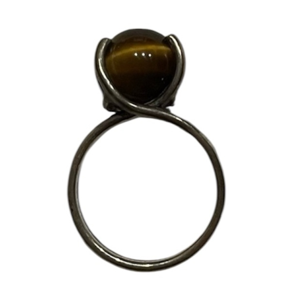 TIGER’s EYE swirl ring, sterling silver STAMPED
size 7 
Unique. Rare.